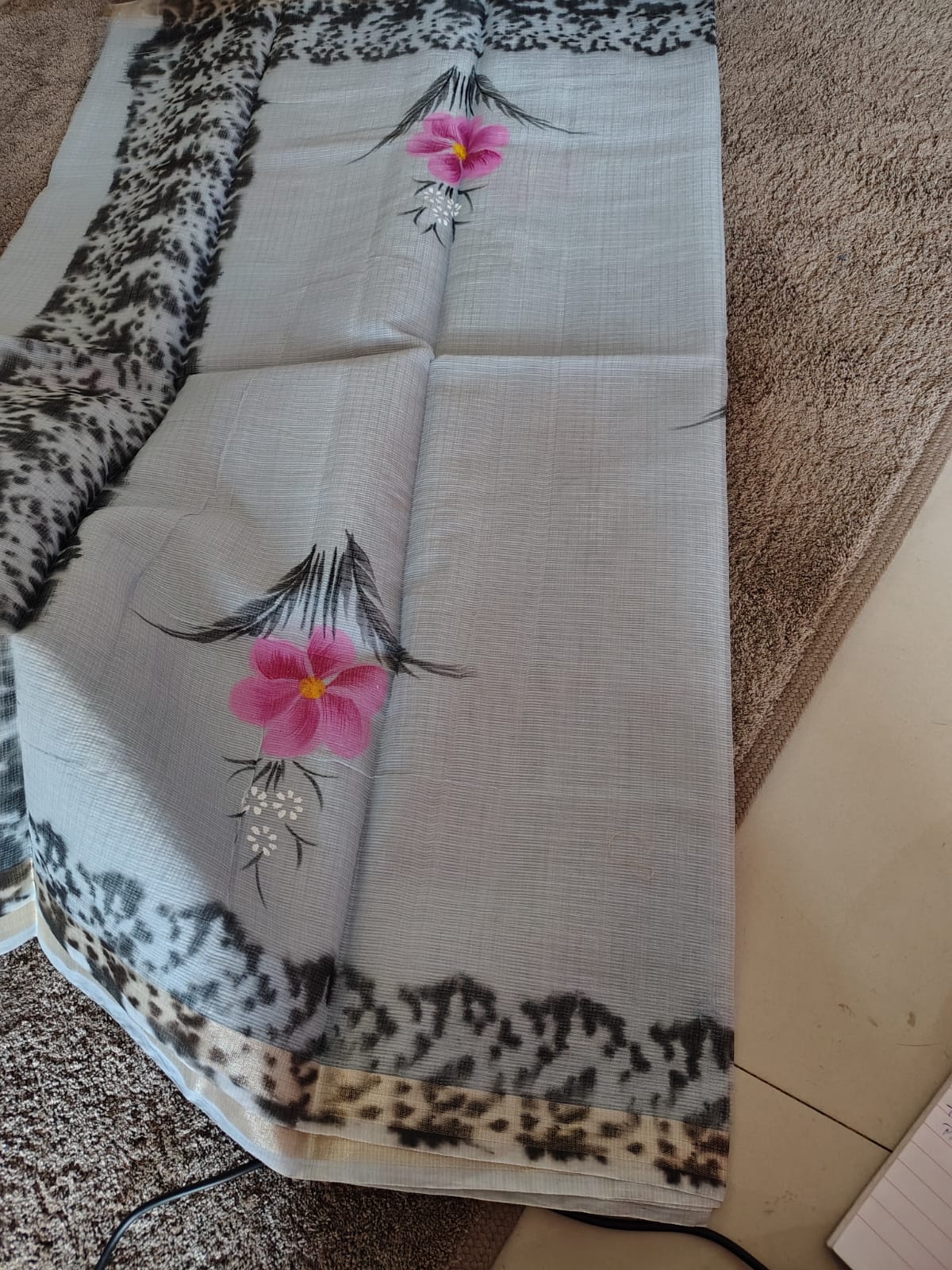 Beautiful Flower Design Kota Doriya Saree with Blouse Piece