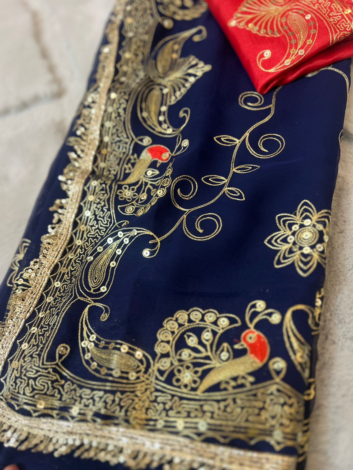 Royal Blue Color Baarik Kadhai Rajpooti Saree