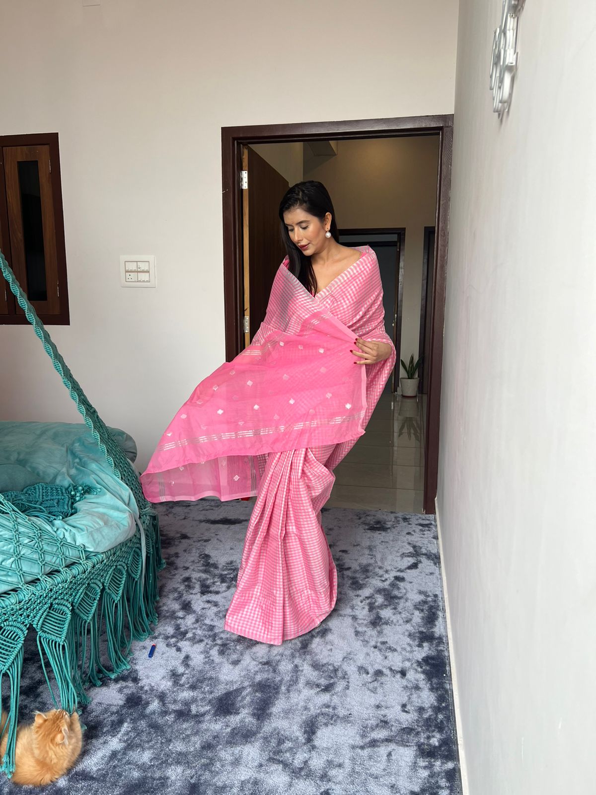 Soft Silk Check Saree