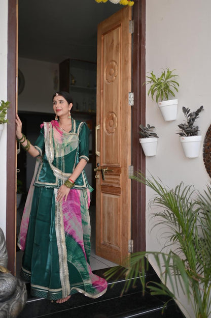 Tissue Silk Designer Green Poshak