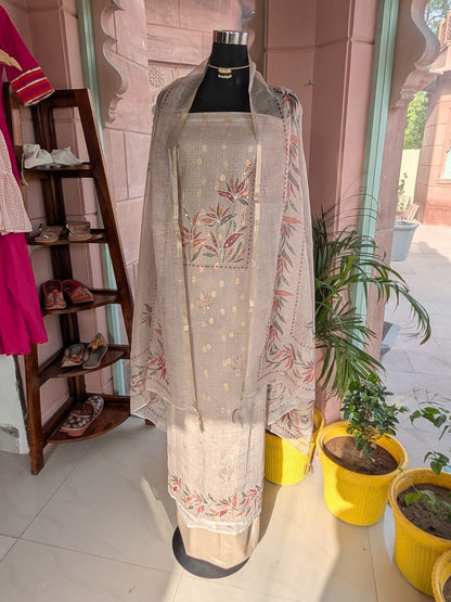 Kota Doriya Suit with Thread work (Unstitched)