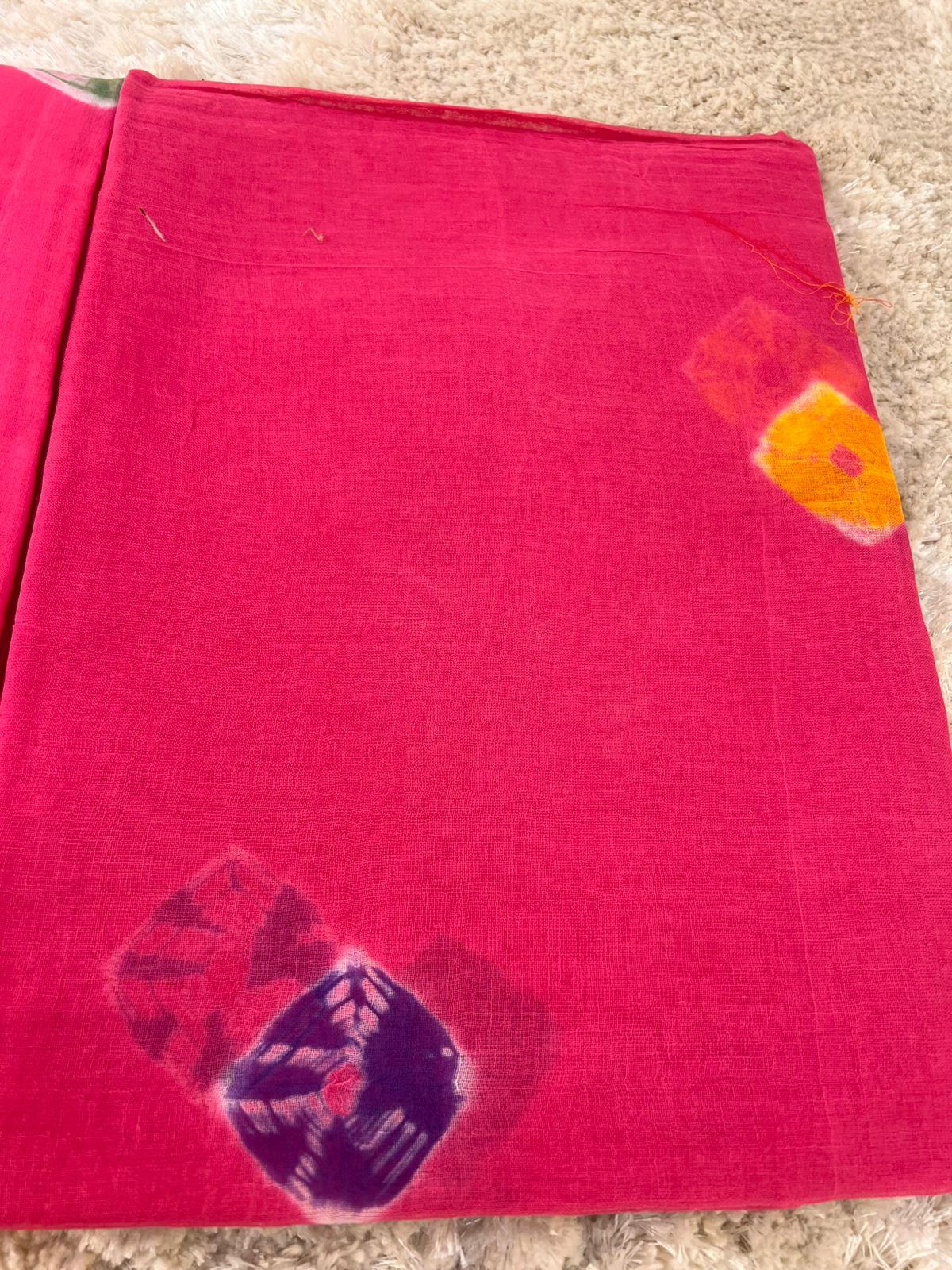 Pink Tie and Die Cotton Rayon Poshak (Unstitched)