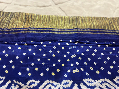 Pure Gaji Silk Bandhini Saree with Heavy Zari Pallu and Same Fabric Blouse Piece