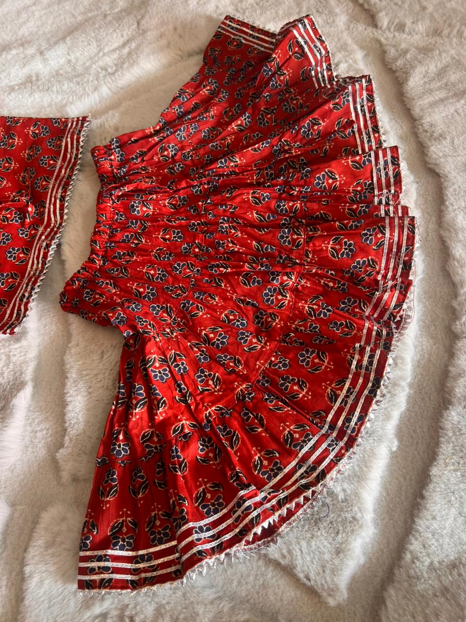 Maroon-Red Printed Co-Ord Set (9-12 Months)