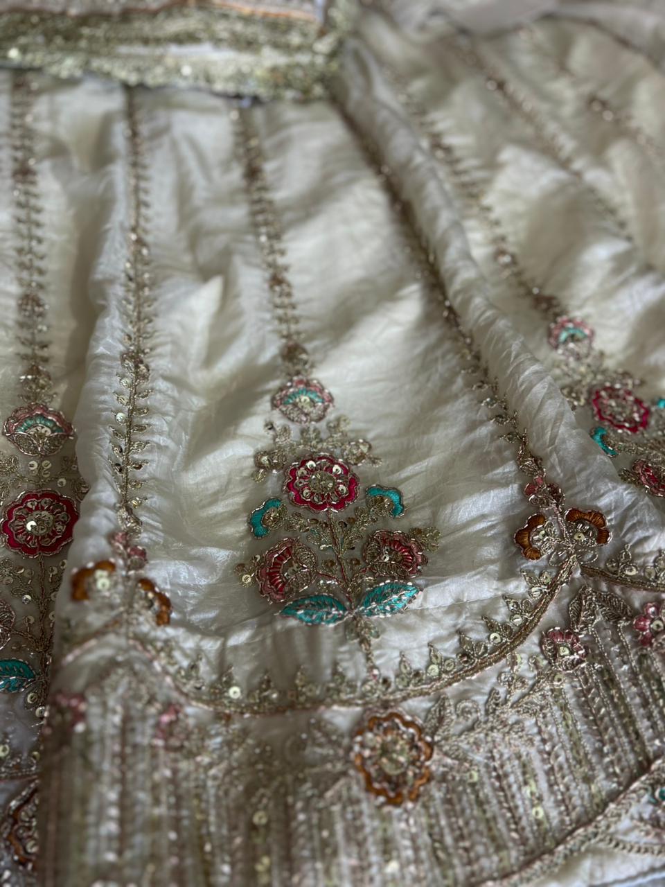 Offwhite Designer Full Ghera Poshak