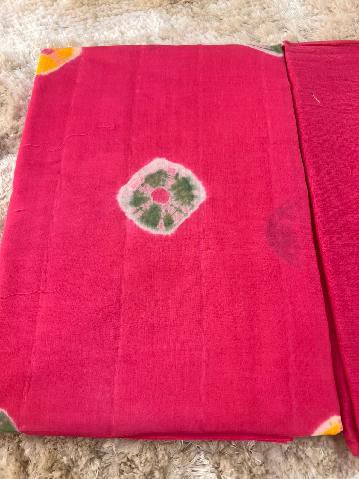 Pink Tie and Die Cotton Rayon Poshak (Unstitched)