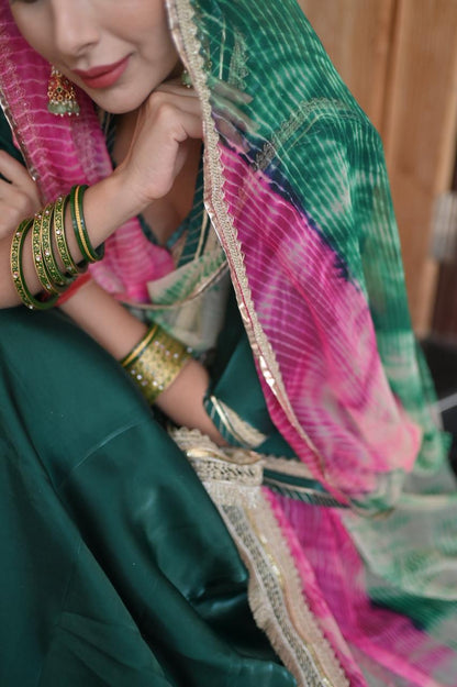 Tissue Silk Designer Green Poshak