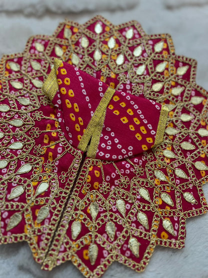 Beautiful Gota Bandhini Designer Thakur Ji ki Poshak (Size 5)