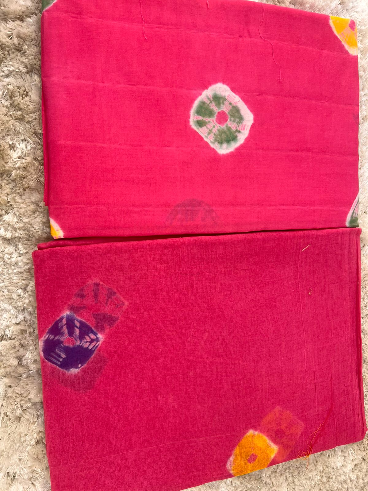 Pink Tie and Die Cotton Rayon Poshak (Unstitched)