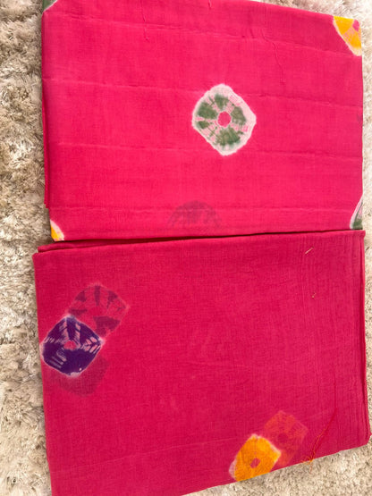 Pink Tie and Die Cotton Rayon Poshak (Stitched)