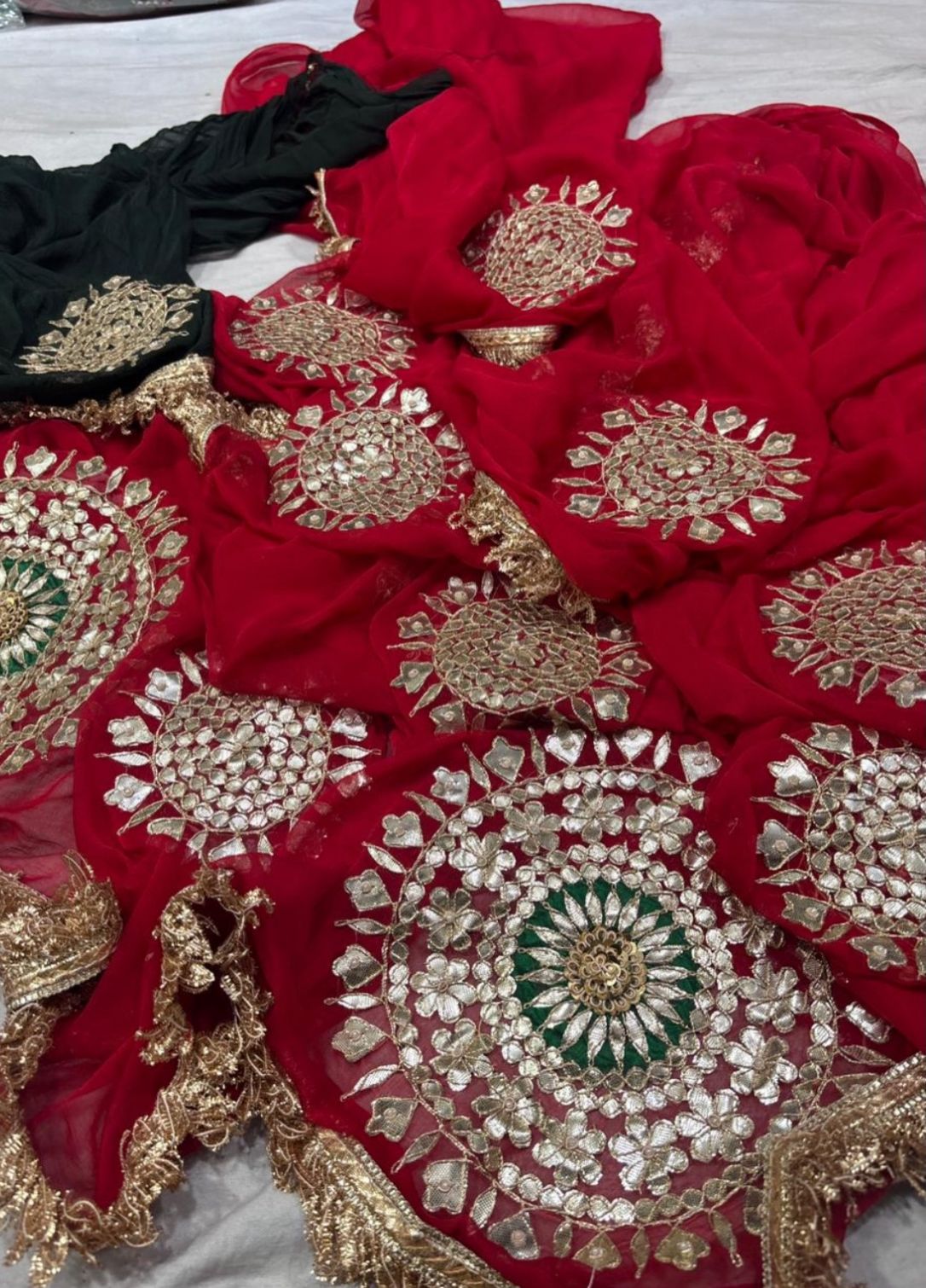 Soft Chiffon Red Thali Designer Saree with Same Work & Fabric Blouse