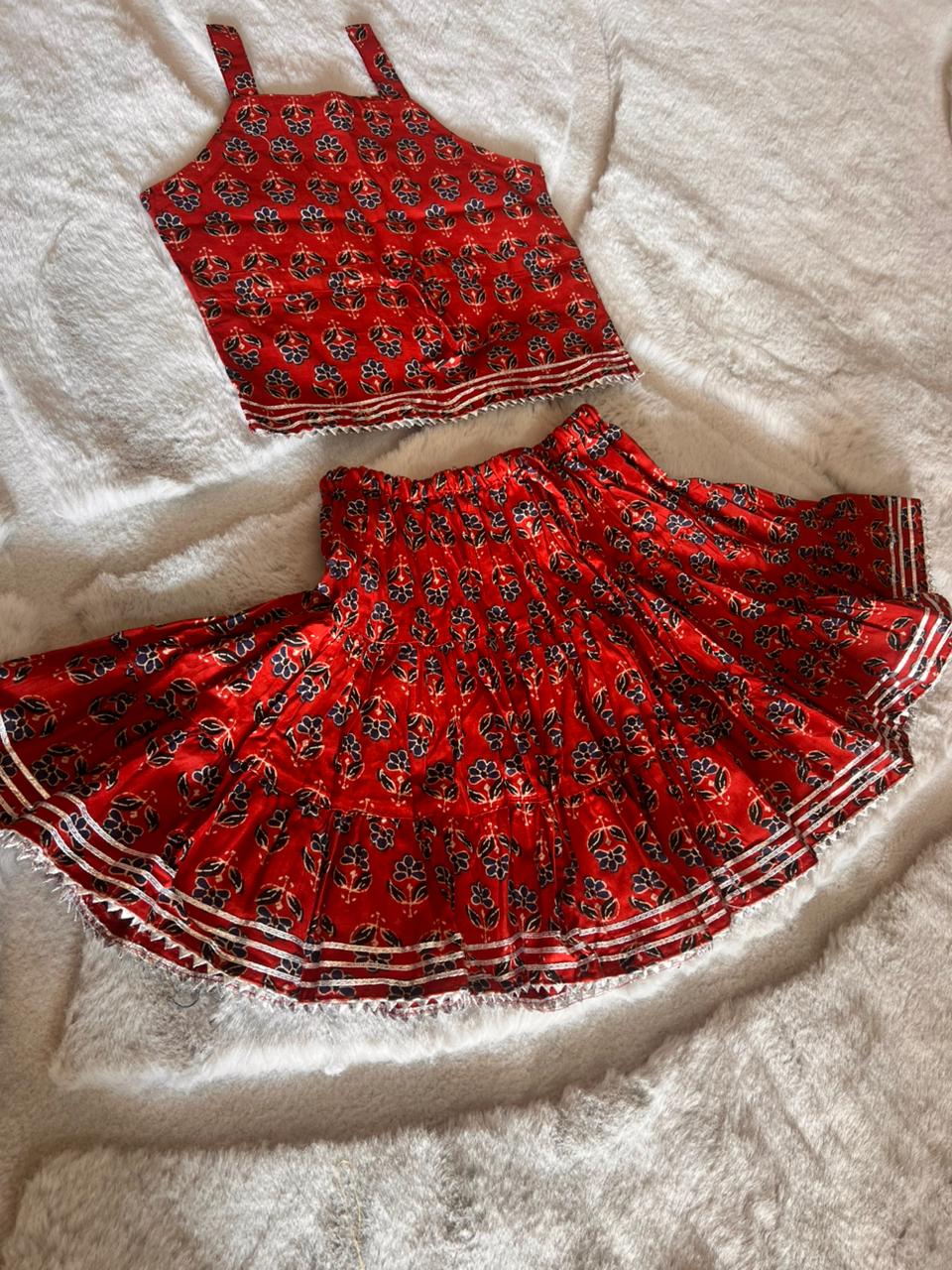 Maroon-Red Printed Co-Ord Set (9-12 Months)