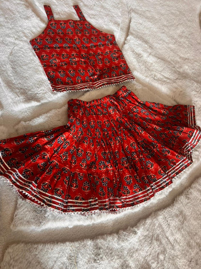 Maroon-Red Printed Co-Ord Set (9-12 Months)