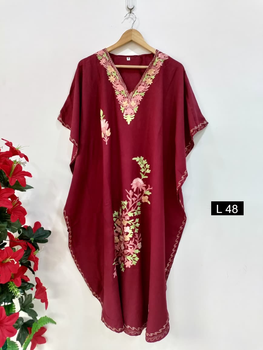 Beautiful Crushed Cotton Ariwork Kaftan