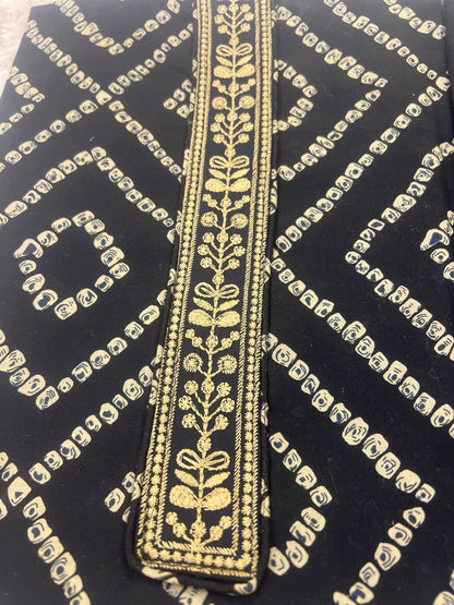 Beautiful Bandini Print Designer Suit with Lovely Malmal Dupatta (Unstitched)