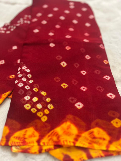 Pure Georgette Bandhini Saree with Blouse Piece