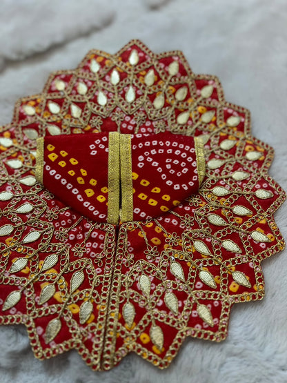 Beautiful Gota Bandhini Designer Thakur Ji ki Poshak (Size 5)
