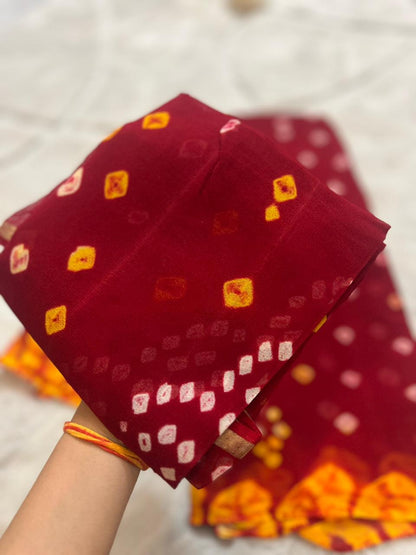Pure Georgette Bandhini Saree with Blouse Piece