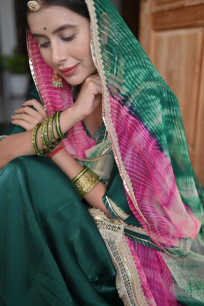 Tissue Silk Designer Green Poshak