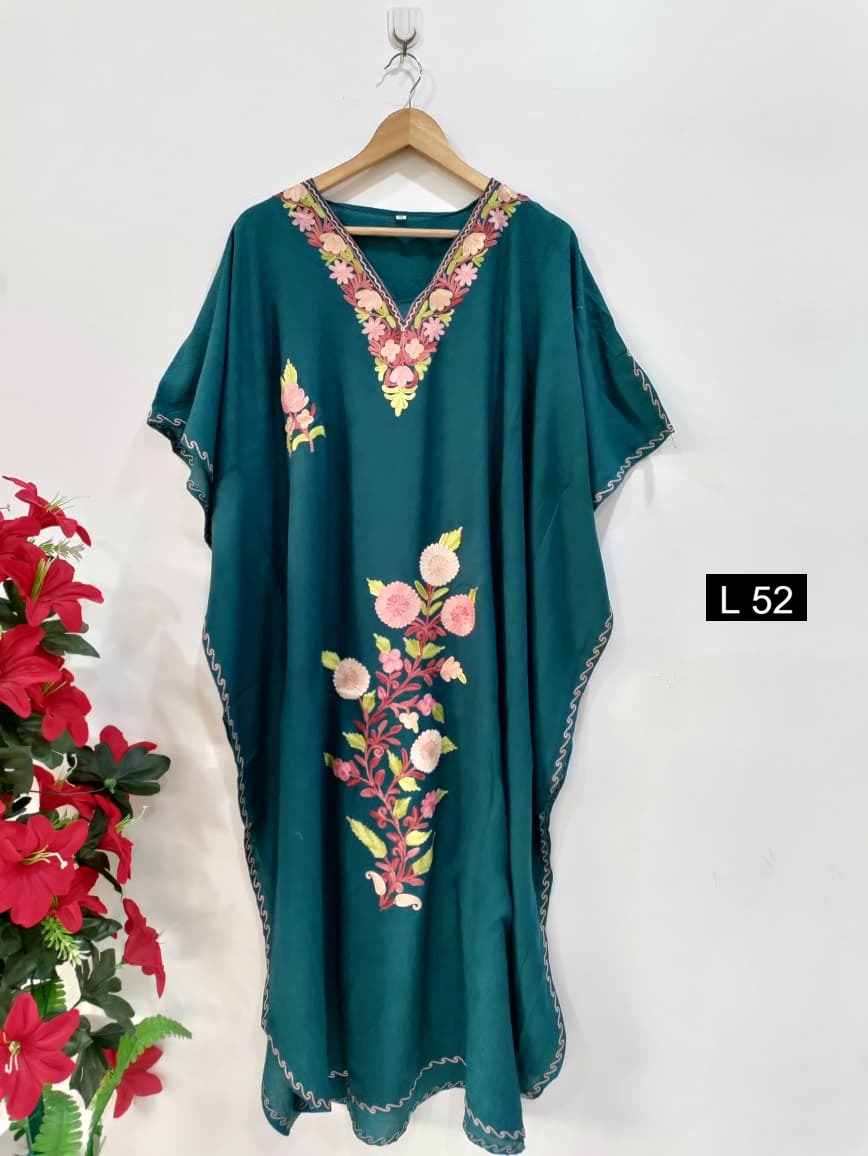 Beautiful Crushed Cotton Ariwork Kaftan