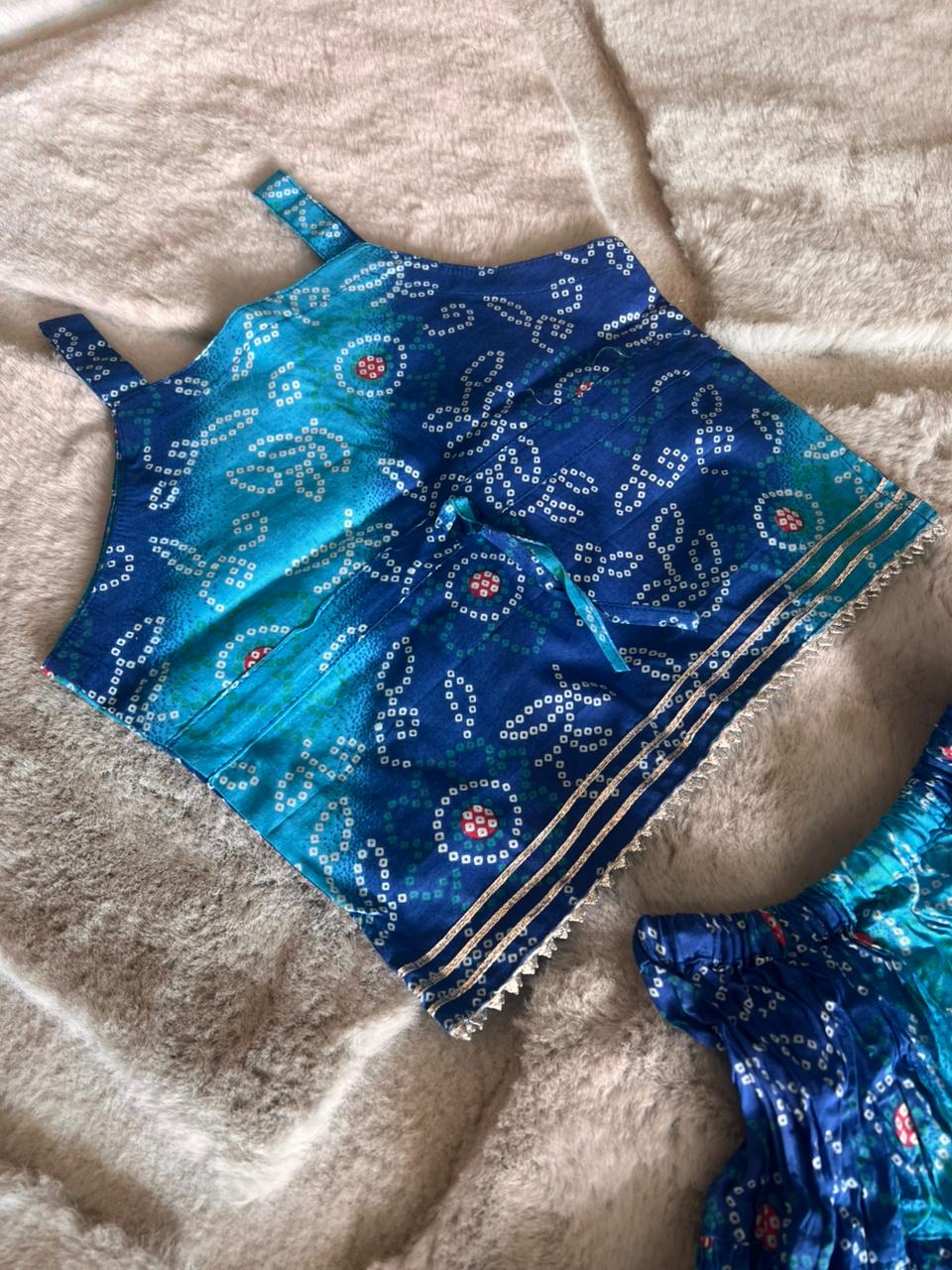 Blue Bandhini Co-Ord Set (9-12 Months)