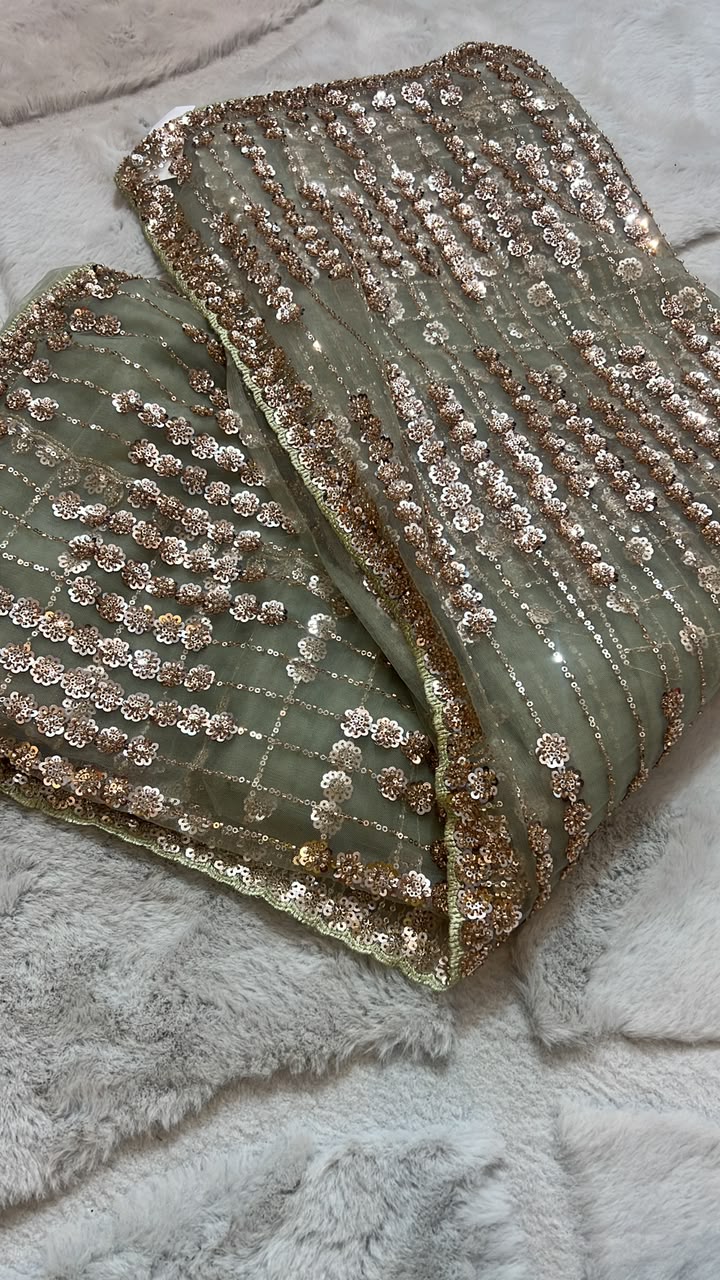 Beautiful Cocktail Sequin Net Saree with Same Fabric Heavy Blouse Piece