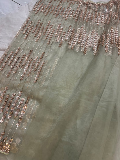 Beautiful Cocktail Sequin Net Saree with Same Fabric Heavy Blouse Piece