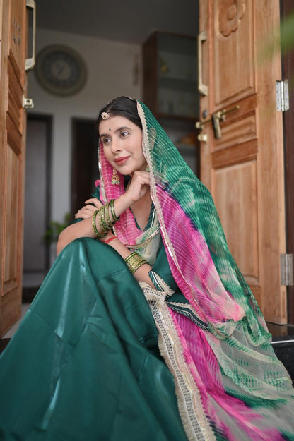 Tissue Silk Designer Green Poshak