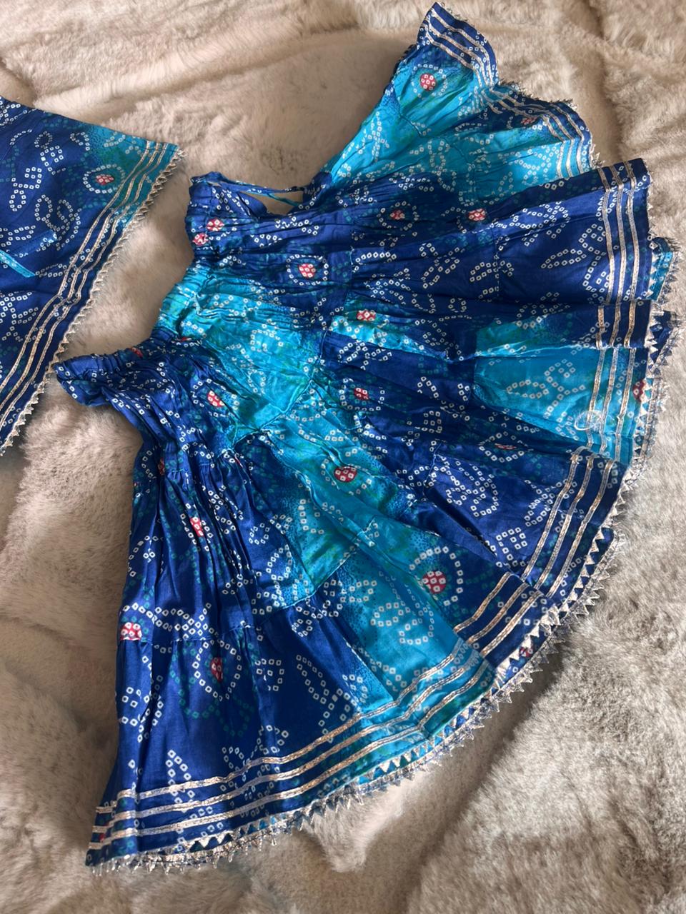 Blue Bandhini Co-Ord Set (9-12 Months)