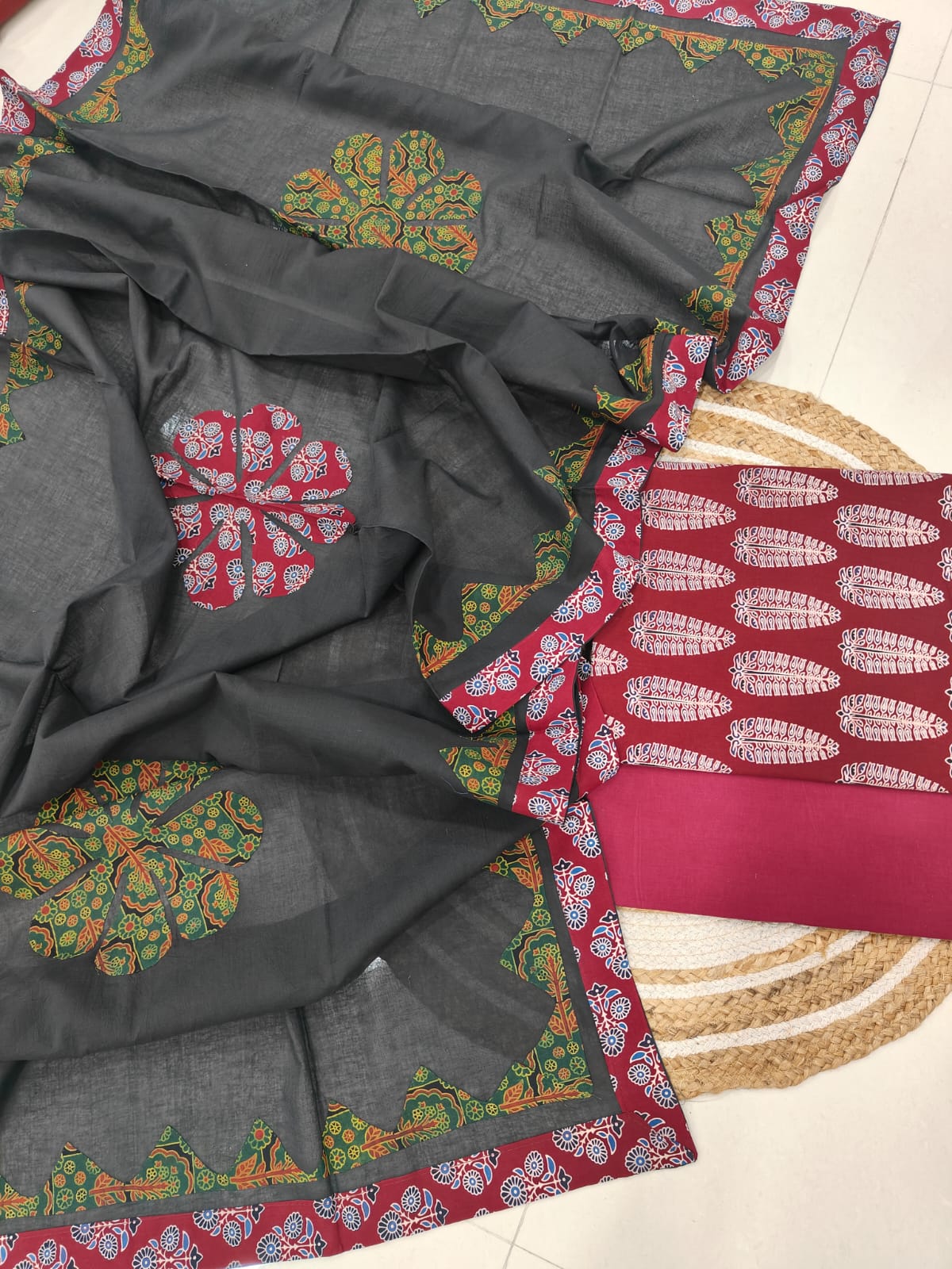 Pure Cotton Suit with Patchwork Dupatta From Kachh (Unstitched)