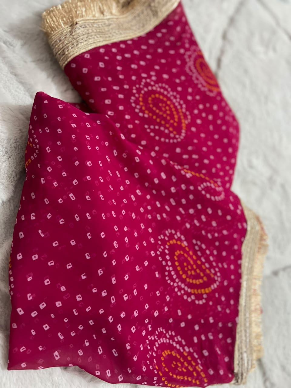 Beautiful Pink Color Karva Chauth Special Bandhini Saree
