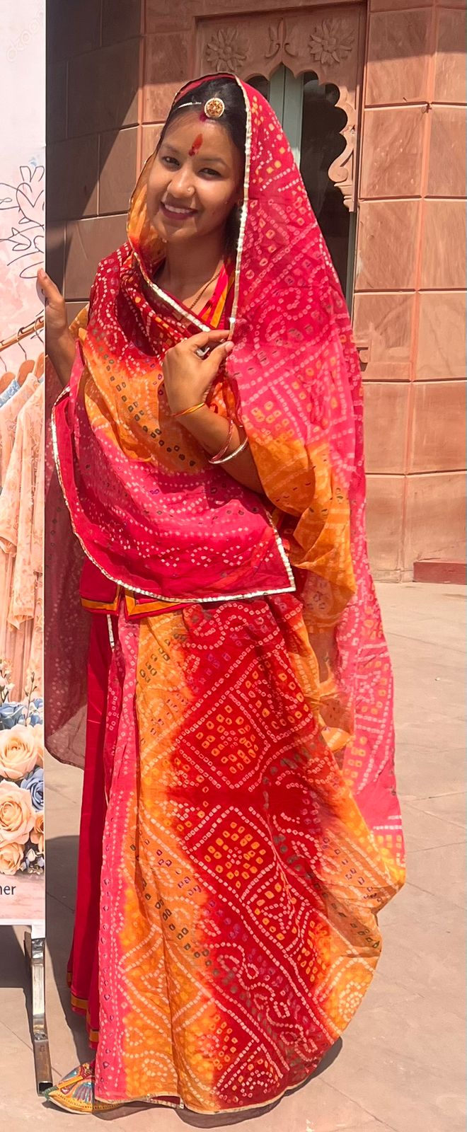 Soft Malmal Pink Bandhini Poshak