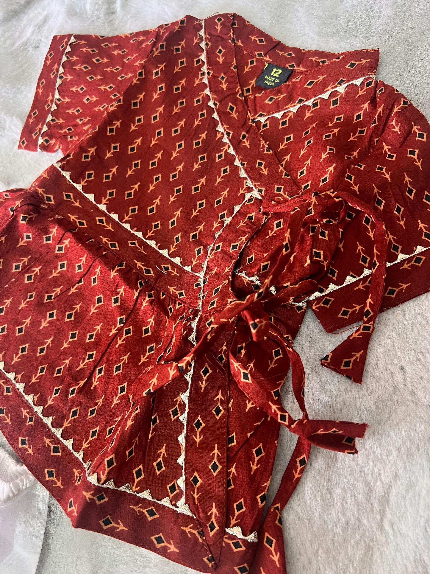 Maroon Color Printed Cotton Dhoti-Kurta