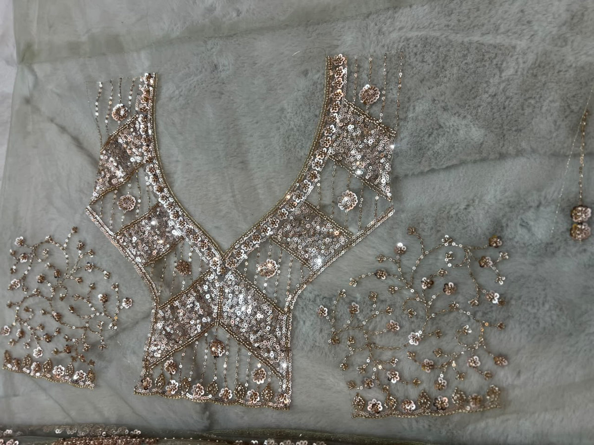 Beautiful Cocktail Sequin Net Saree with Same Fabric Heavy Blouse Piece