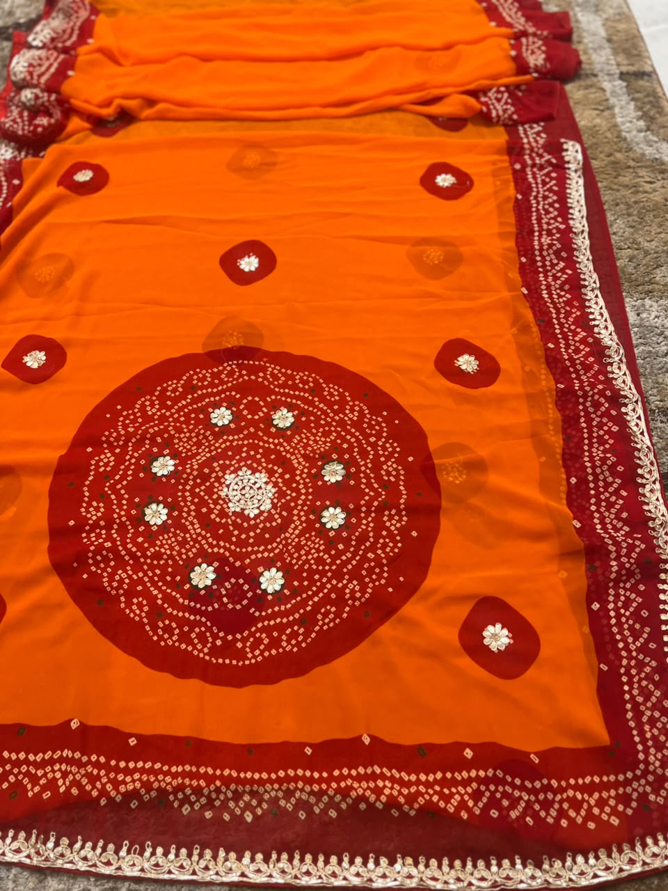 Pure Georgette Peela Saree with Lovely Gota work all over the Saree with same fabric, blouse piece