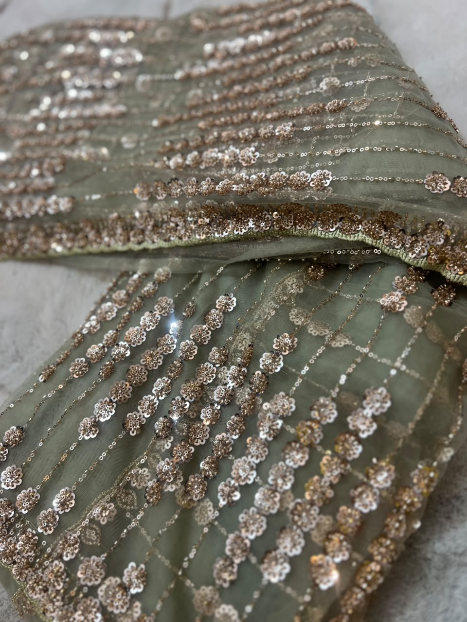 Beautiful Cocktail Sequin Net Saree with Same Fabric Heavy Blouse Piece