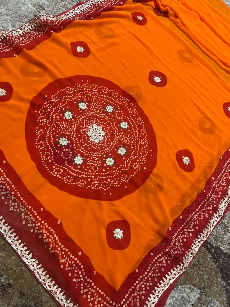 Pure Georgette Peela Saree with Lovely Gota work all over the Saree with same fabric, blouse piece