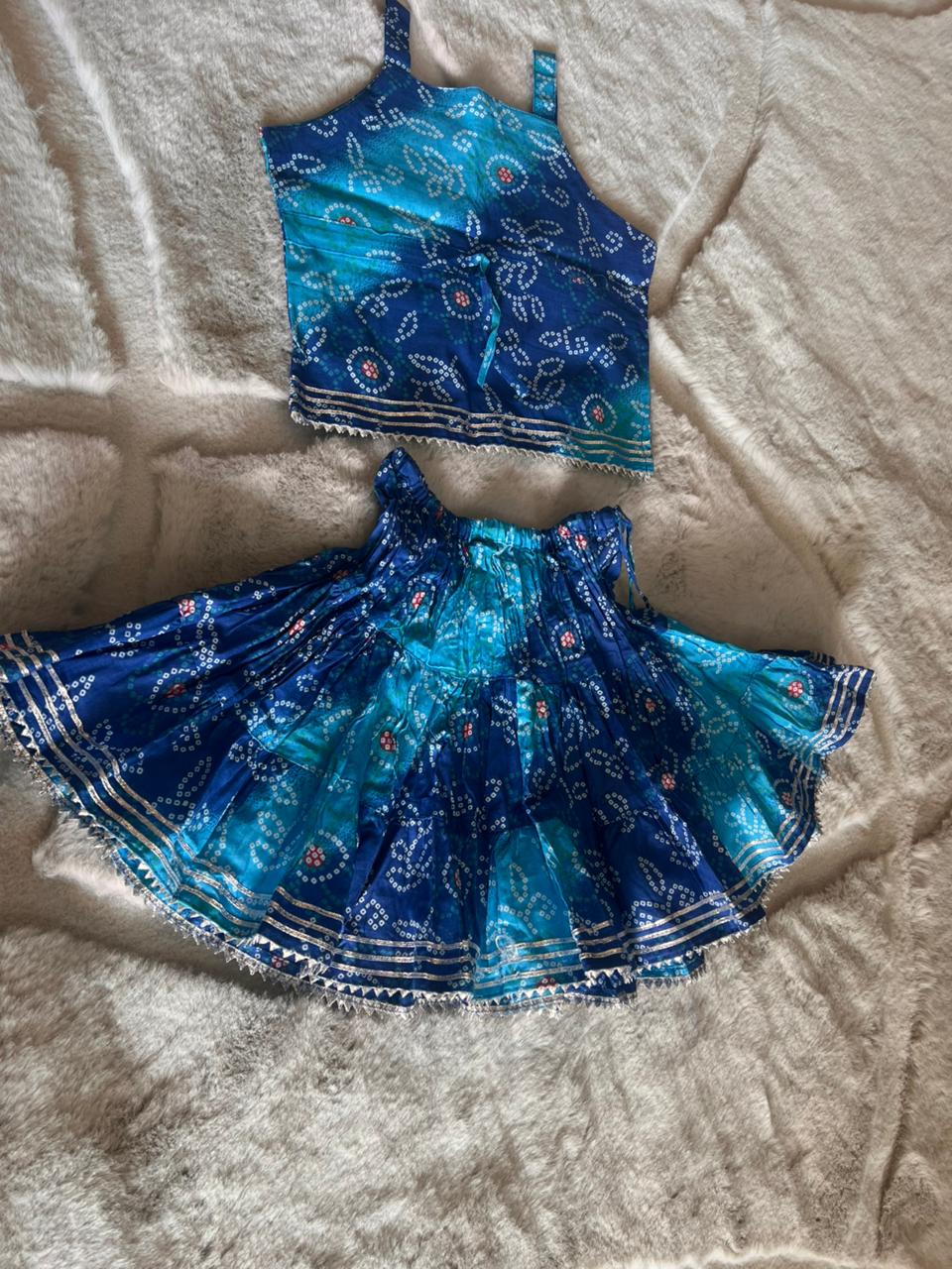Blue Bandhini Co-Ord Set (9-12 Months)