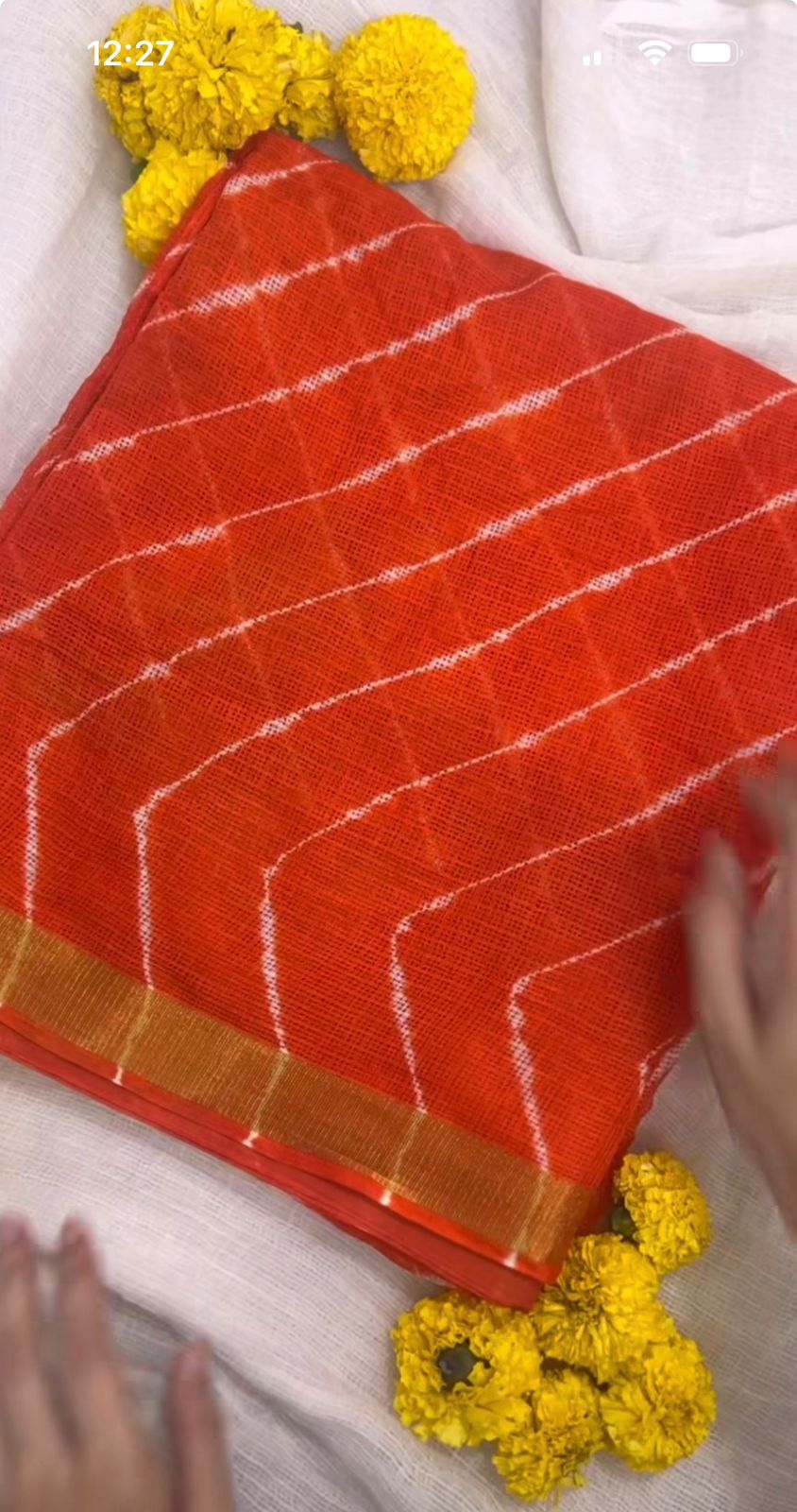 Beautiful Orange Color Kota Doriya Lahariya Saree