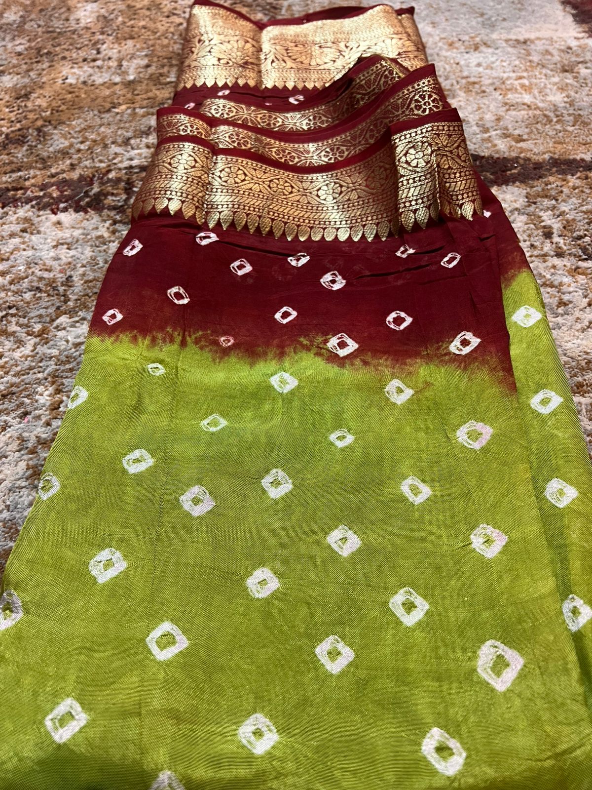Pista Green and Maroon Soft Silk Banarasi Saree with Running Blouse