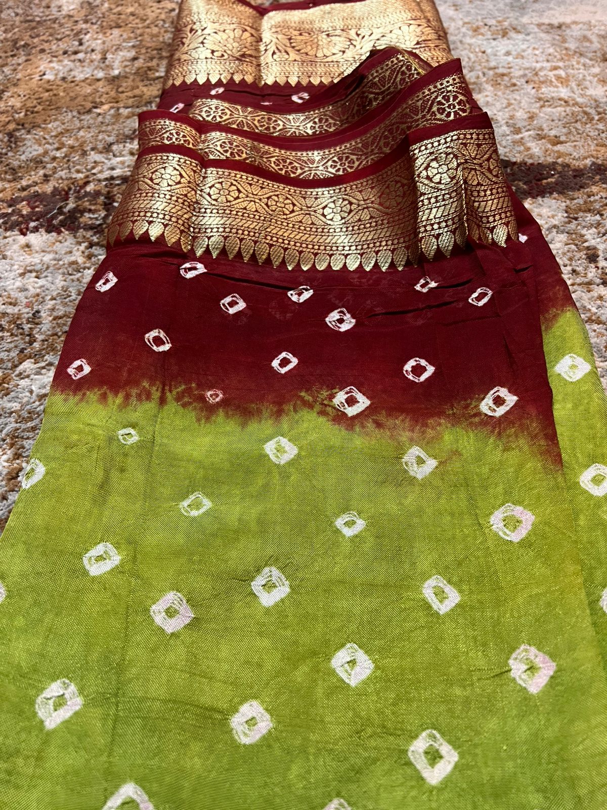 Pista Green and Maroon Soft Silk Banarasi Saree with Running Blouse