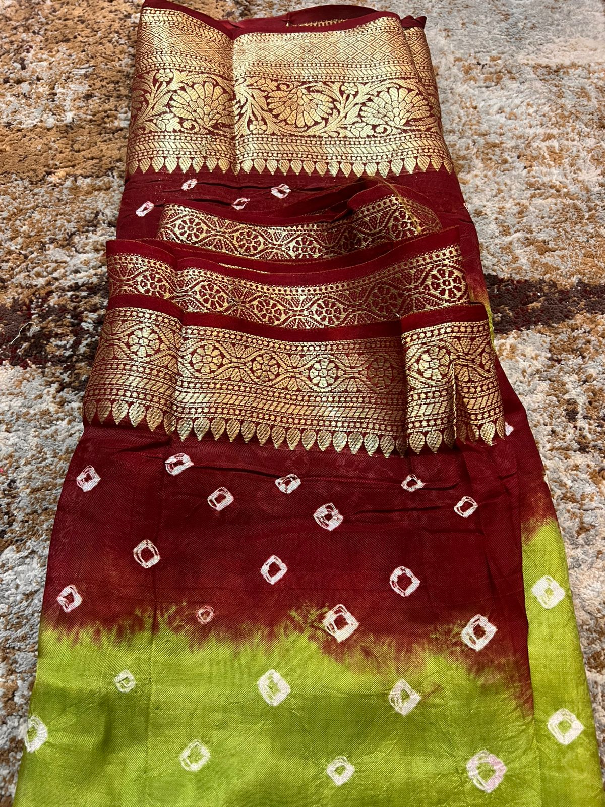 Pista Green and Maroon Soft Silk Banarasi Saree with Running Blouse