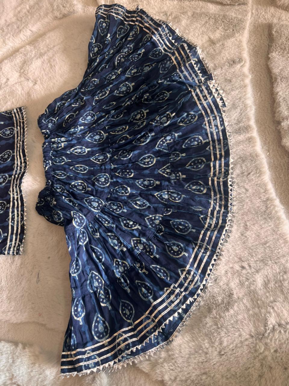 Blue Printed Cotton Co-Ord Set (9-12 Months)