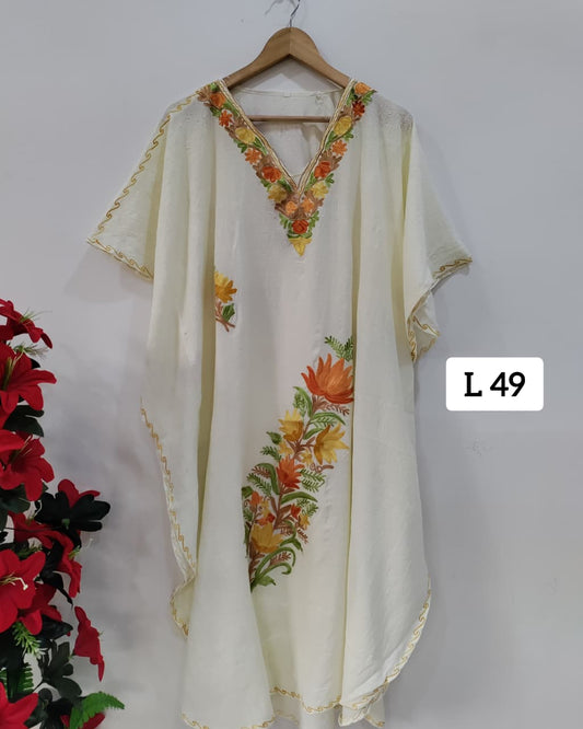Beautiful Crushed Cotton Ariwork Kaftan