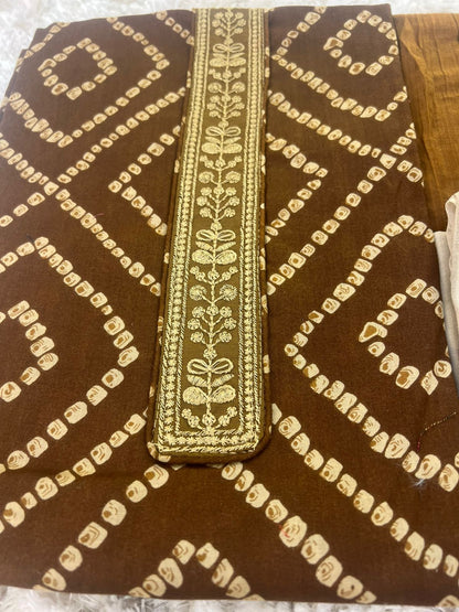 Beautiful Bandini Print Designer Suit with Lovely Malmal Dupatta (Unstitched)