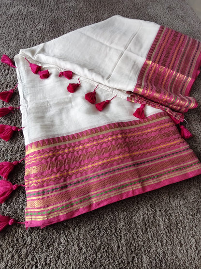 Beautiful Malmal Saree with Blouse Piece