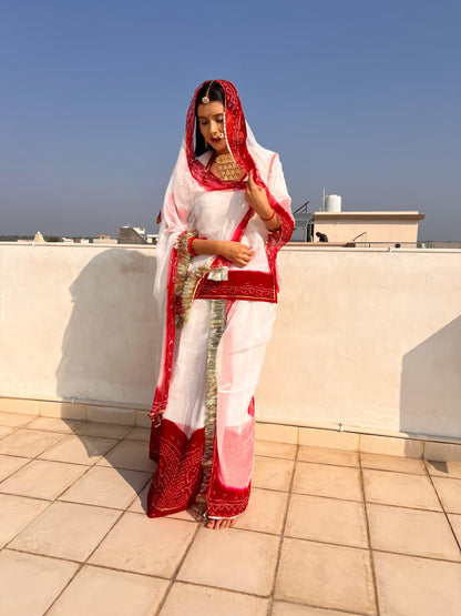 Beautiful White and Red Faganiya Poshak