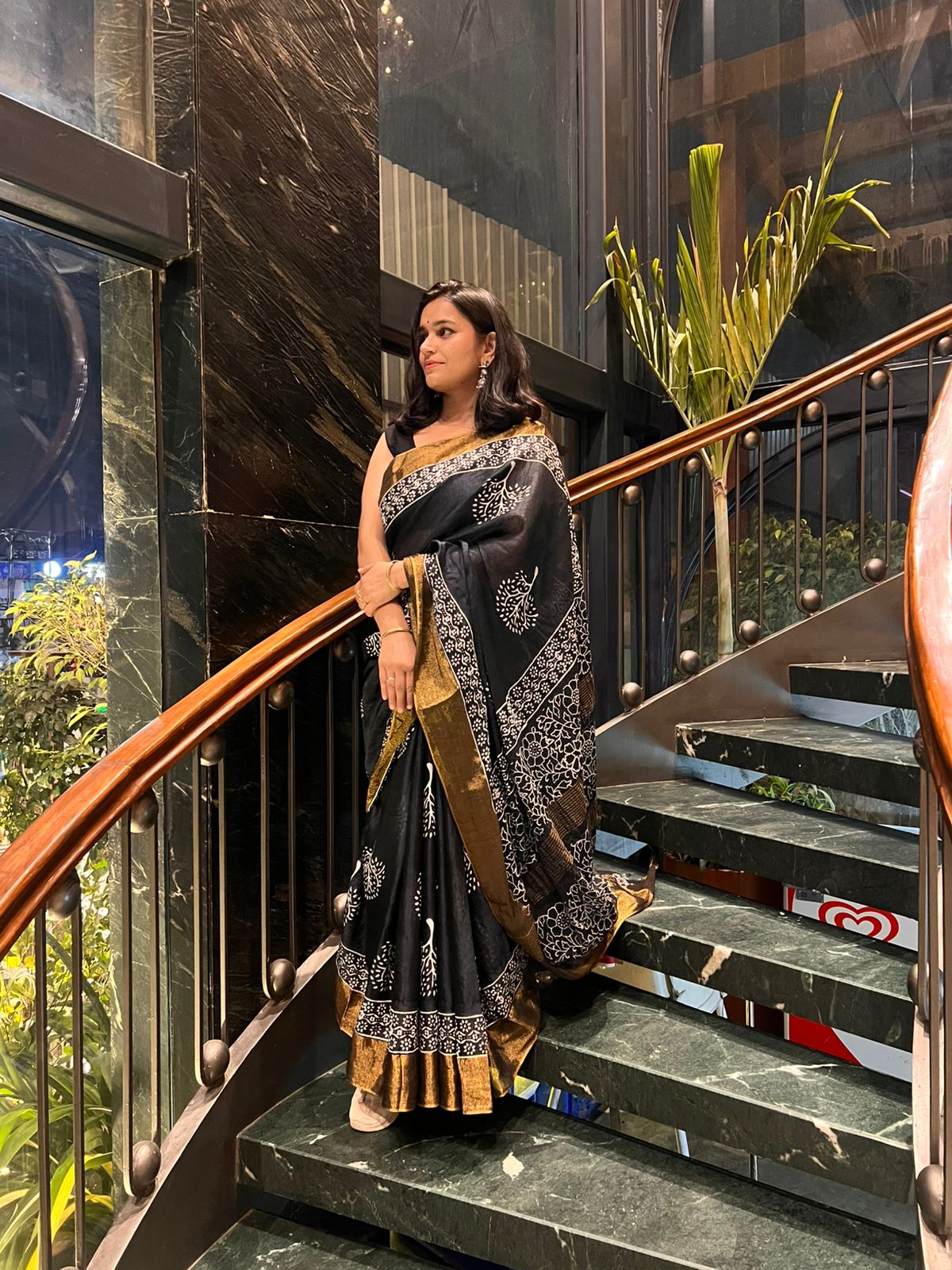 Linen Cotten Saree with Copper Border