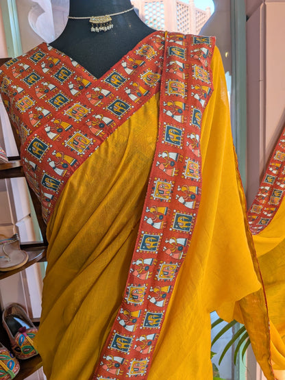 Cotton Mulmul Saree with Unstitched Blouse Piece
