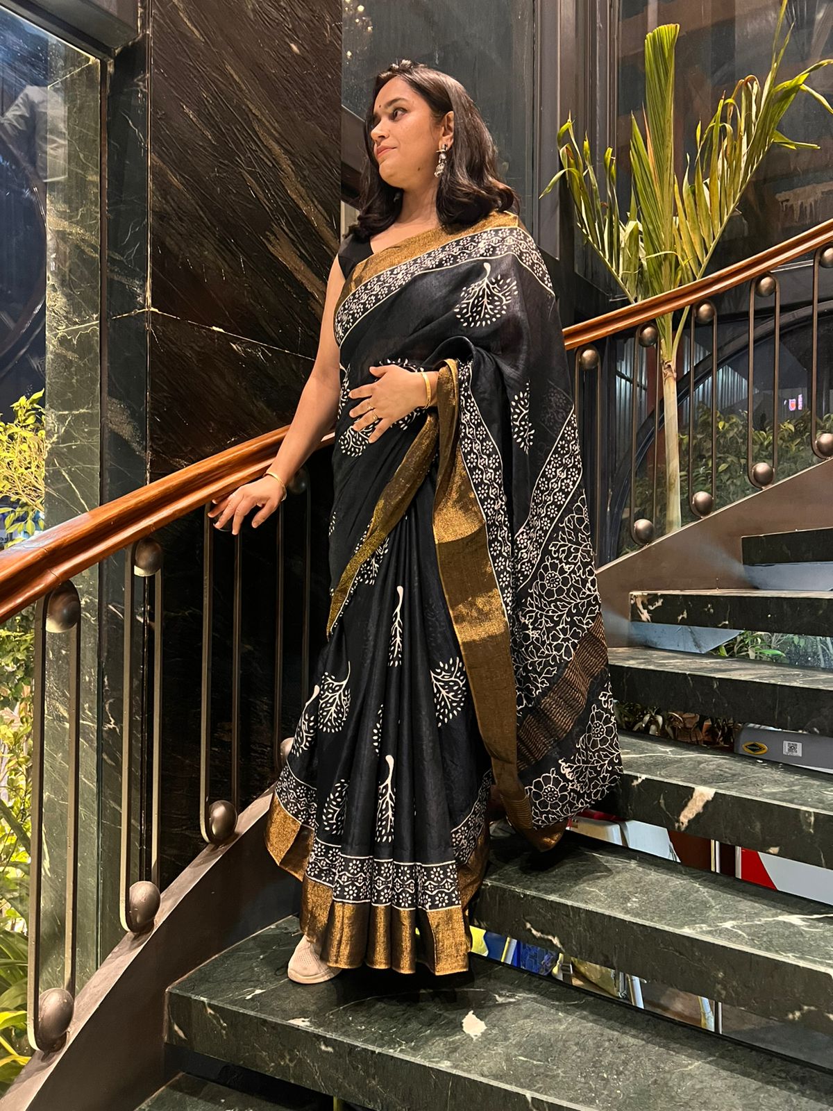 Linen Cotten Saree with Copper Border